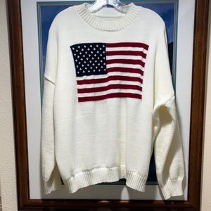 Men’s White Sweater with American Flag Design